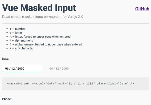 Vue Masked Input