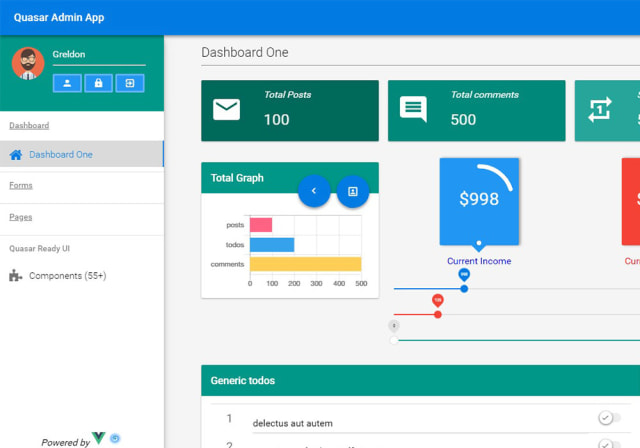 Vue Quasar Admin Example