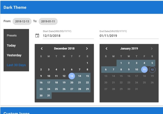Vuetify Daterange Picker