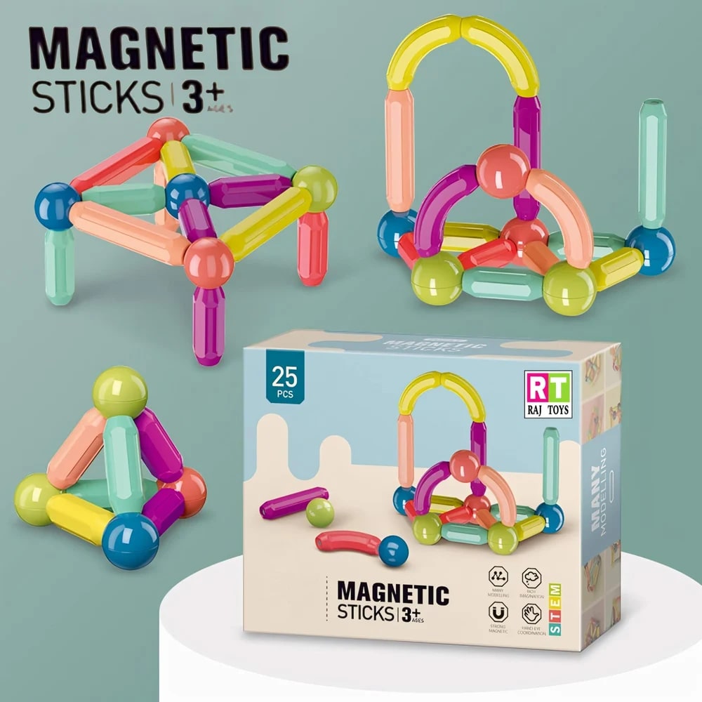 Magnetic Sticks Building Blocks Learning Toy for Kids (25 PC)