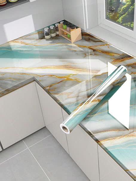 Blue Golden Marble Foil 60CM X 200CM