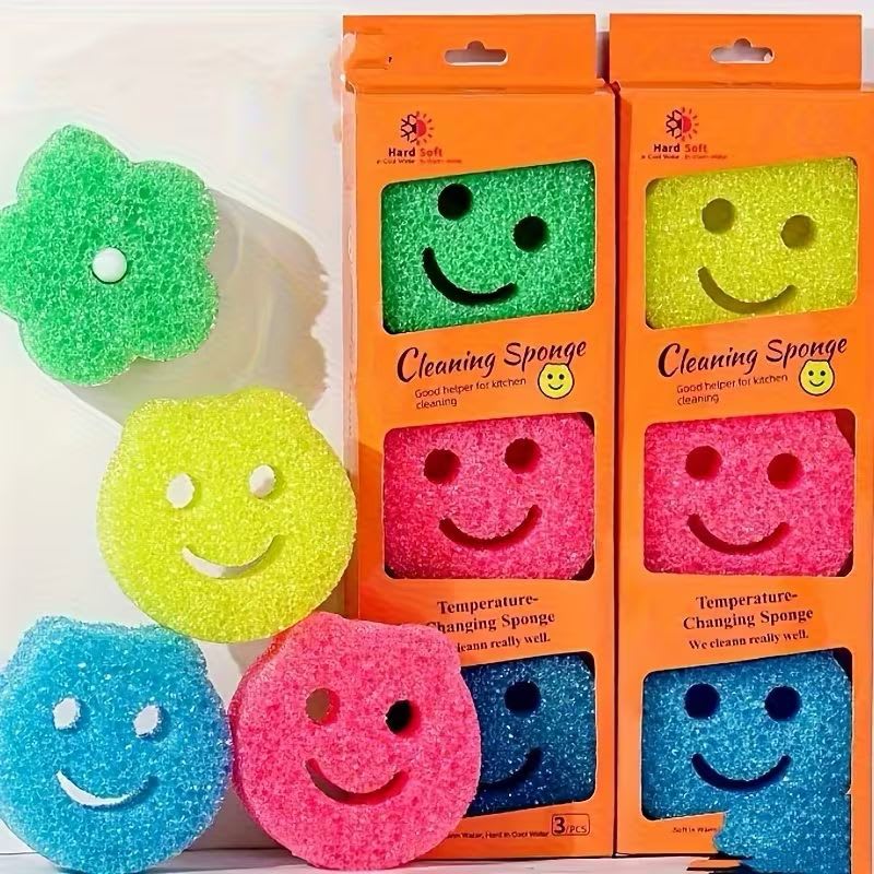 Cute Smily Multipurpose Use Utensils Cleaning Sponge (1 PCS)