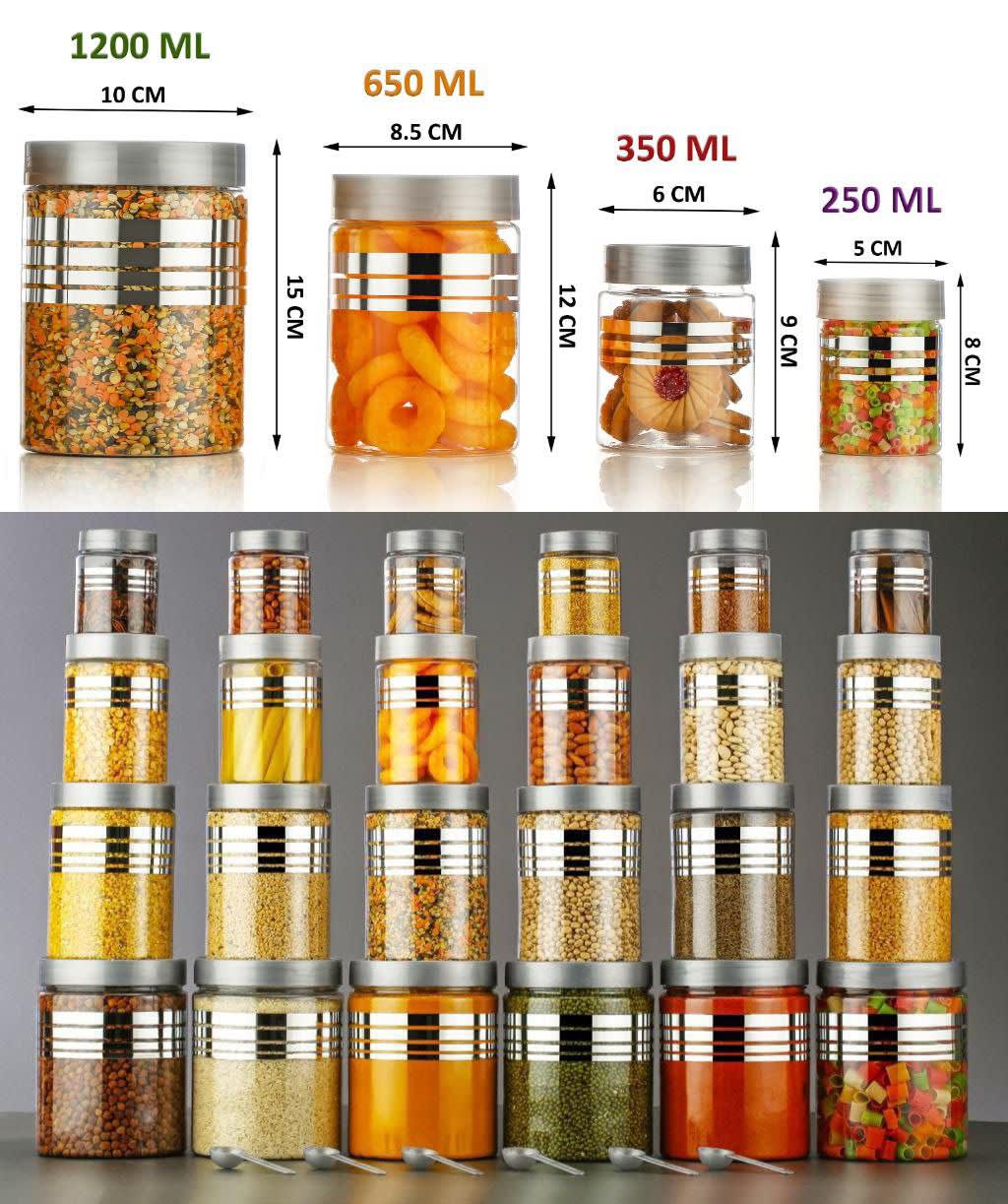 Silver Line Jar Container (Pack of 4)