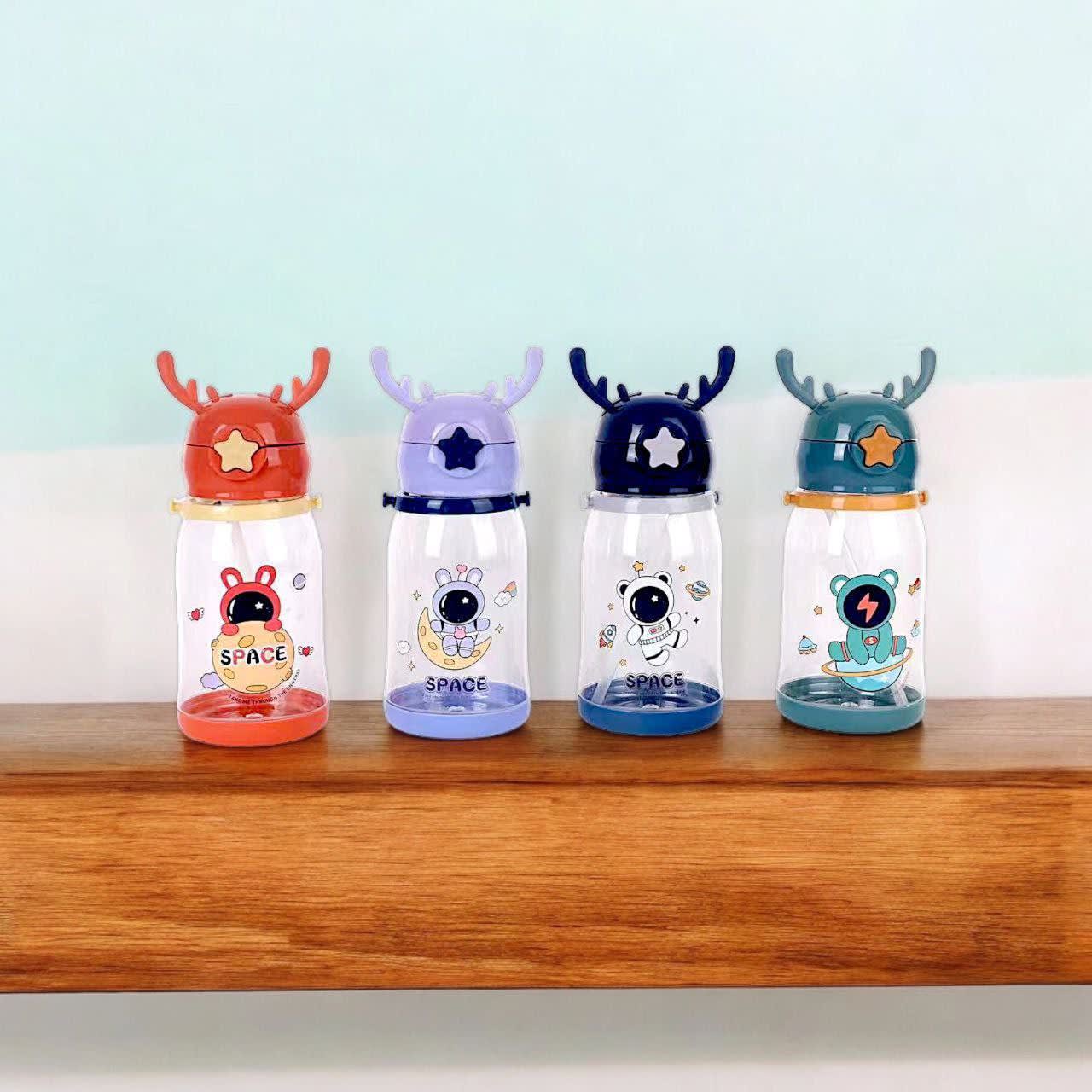 Cartoon Water Bottle with Straw
