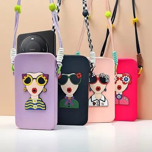 Cute Stylish Silicone Sling Pouch Mobile Cover