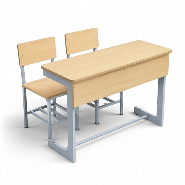 Pale Wood School Desk Set