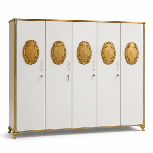 White Gold Medallion Six Door Wardrobe
