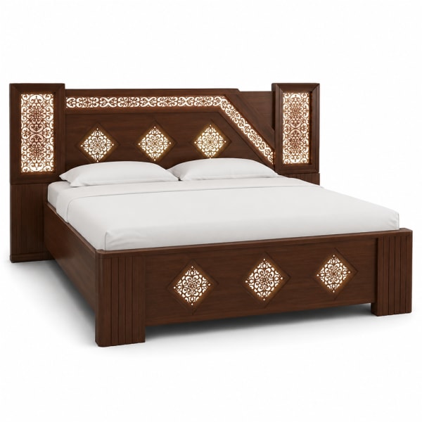 Dark Walnut Illuminated Diamond Bed