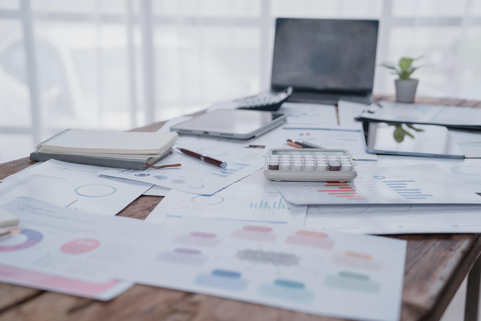 Reports and financial documents on a desk