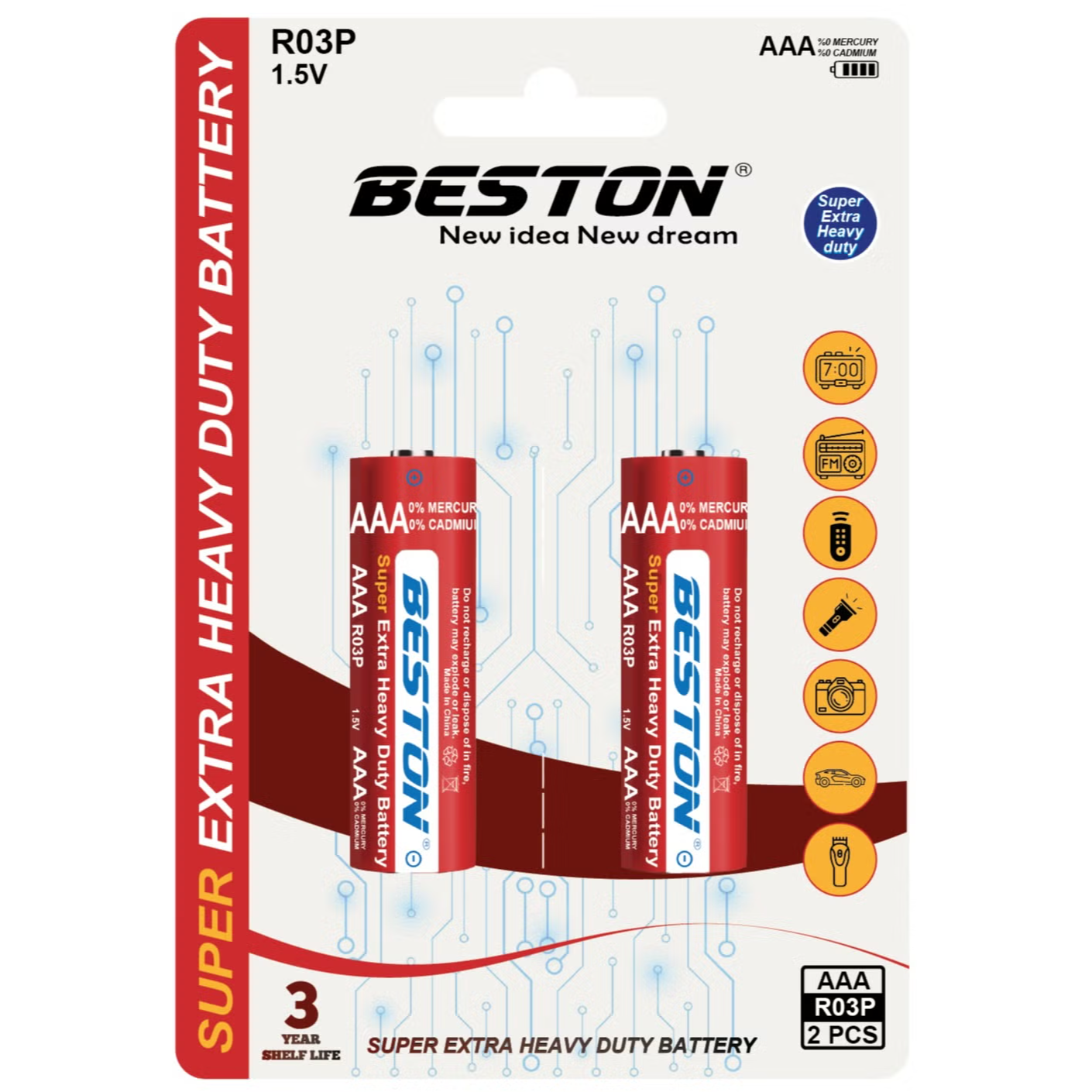 BESTON SUPER Extra Heavy Duty AAA  2pcs/card