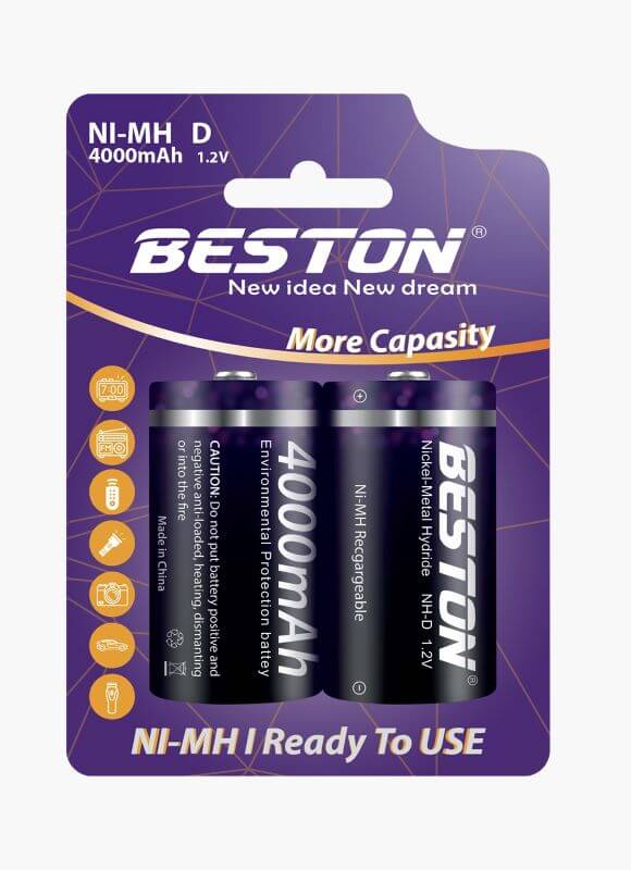 Beston 4000mAh D Size 1.2V Rechargeable NI-MH Battery