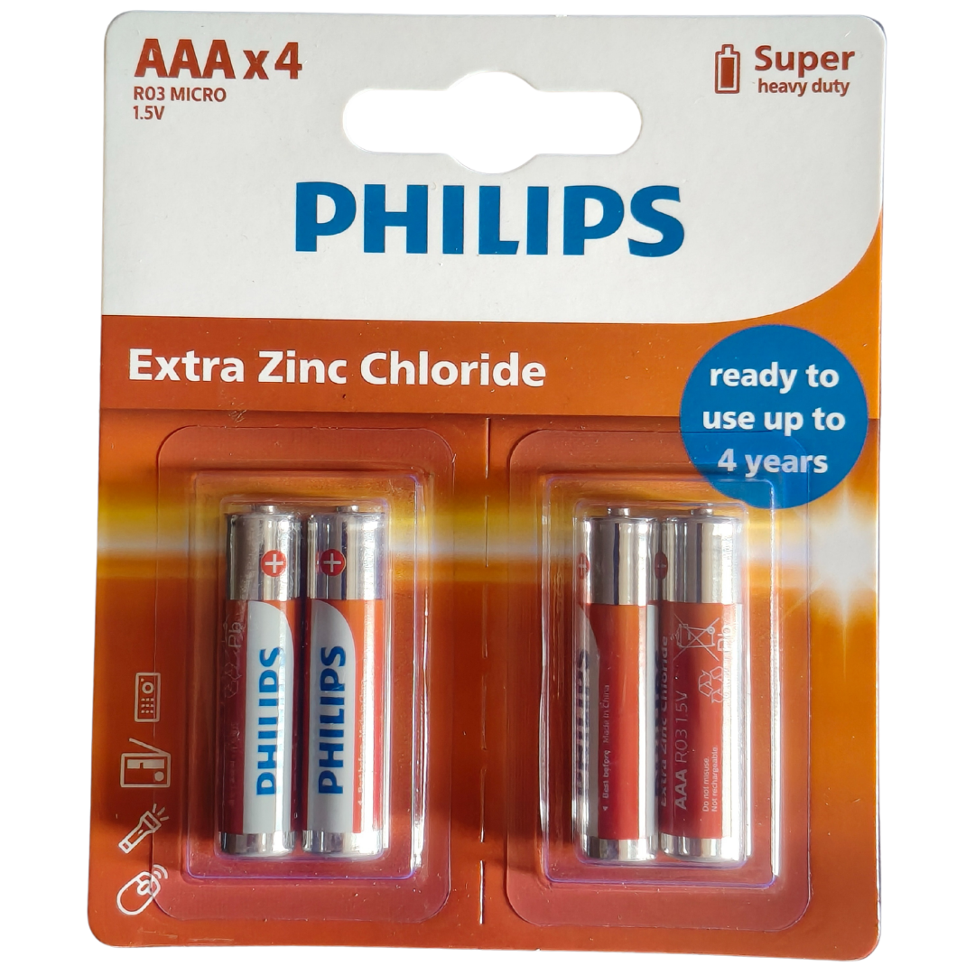 PHILIPS Extra Zinc ChlorideAAA 4pcs/card