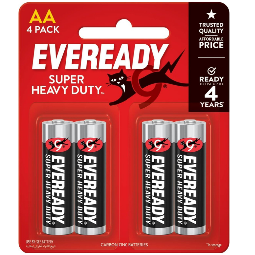 Eveready Super Heavy Duty Battery, Size AA, Pack of 4