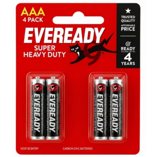 Eveready Super Heavy Duty Battery, Size AAA, Pack of 4