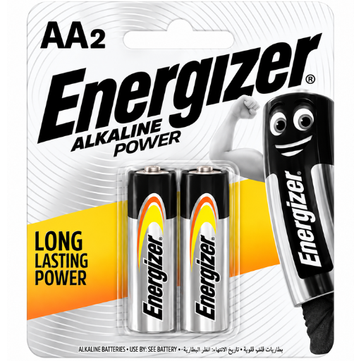 Energizer power AA 2 Alkaline Batteries Pack of 2 1.5V