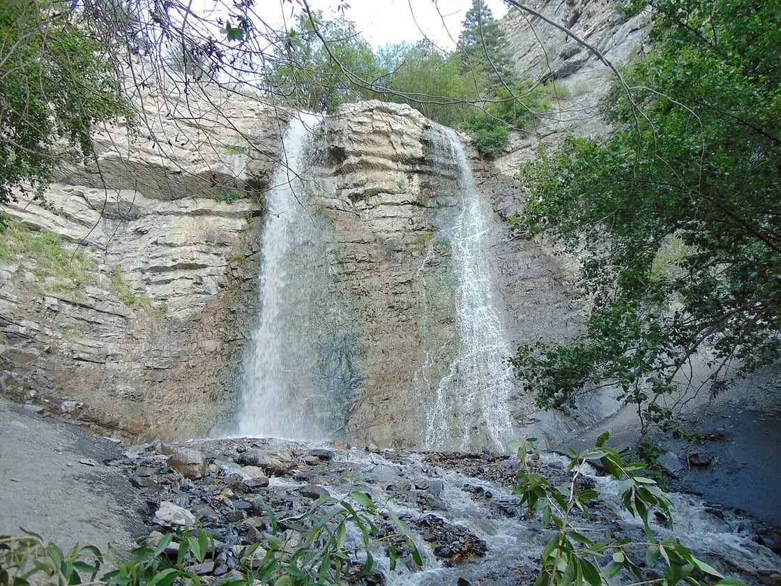 Battle Creek Falls, a waterfall in Battle Creek Canyon on the west face of Mount Timpanogos above Pleasant Grove, Utah