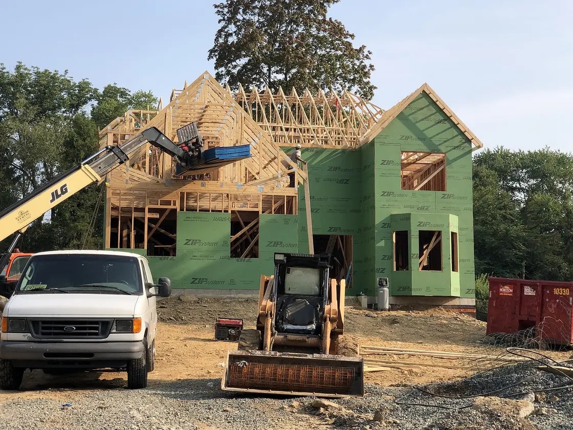 New wood-frame house under construction
