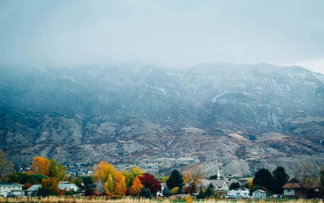 American Fork, Utah, at the foot of the Wasatch Range