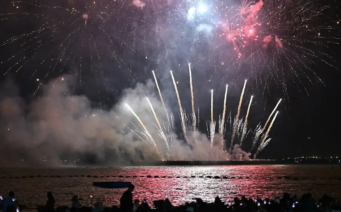 Fireworks over Electric Park at Thanksgiving Point in Lehi, Utah on the Fourth of July