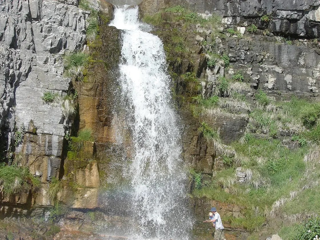 The lower tier of Stewart Cascades, commonly known as Stewart Falls, on the back side of Mount Timpanogos