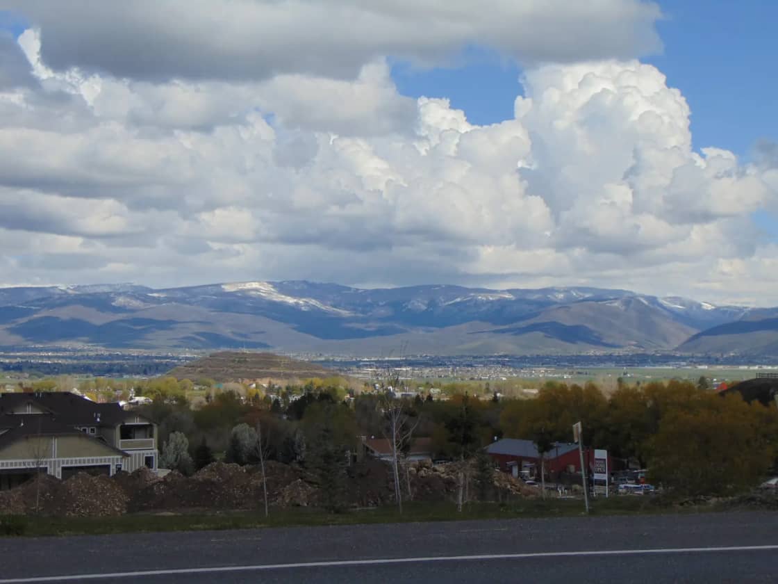 Looking east across Midway and the Heber Valley toward the mountains