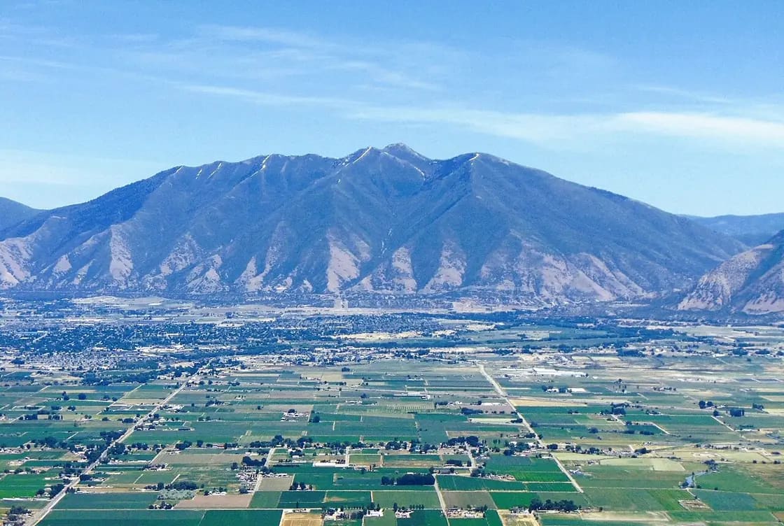 Spanish Fork Peak rising above Utah County, Utah