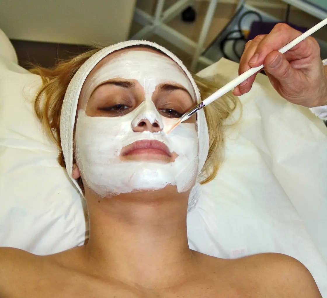 A facial treatment being applied at a spa
