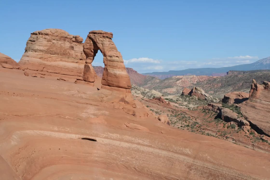A photograph taken of Delicate Arch in Arches National Park, Utah