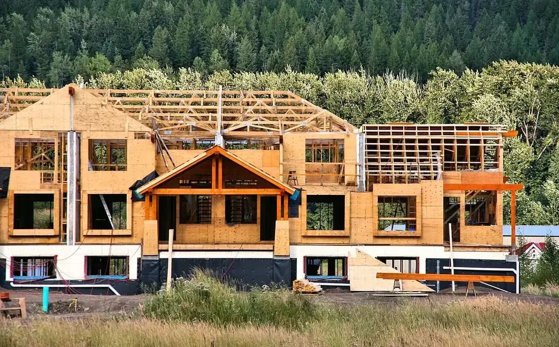 New wood-frame apartment buildings under construction