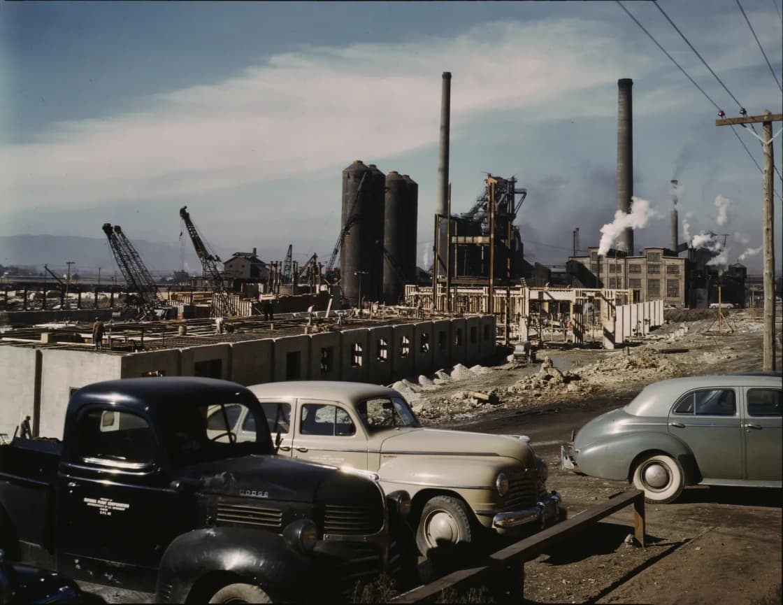 The Geneva Steel mill under construction in Vineyard, Utah, in November 1942, on the site now being redeveloped as Utah City