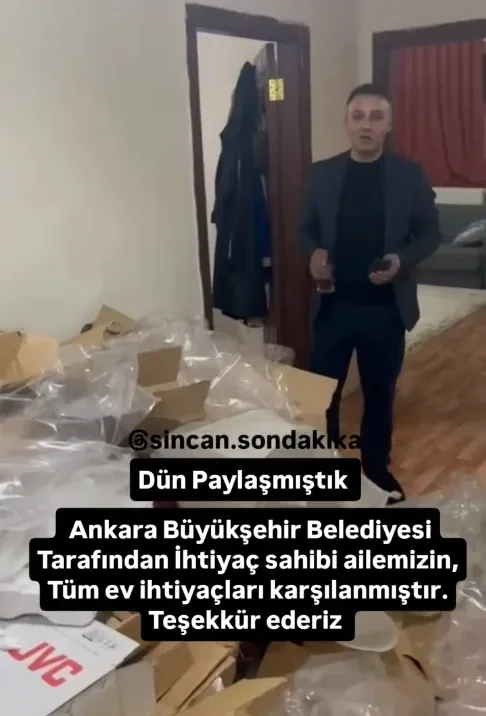 Ankara Büyükşehir Belediyesi tarafından ihtiyaçları karşılanan ailemizin evinden bir kare.