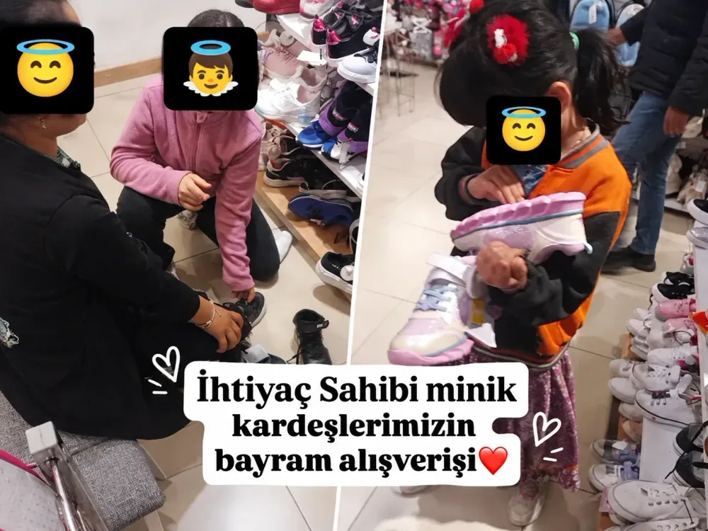 İhtiyaç sahibi çocuklarımızın bayram alışverişinden bir kare.