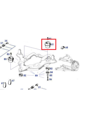 Tampon en Caoutchouc de sous-châssis arrière supérieur Ponton 190SL - 1803330465