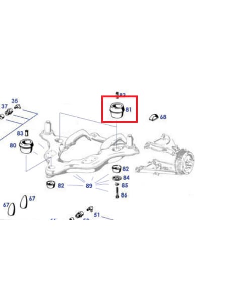 Tampon en Caoutchouc de sous-châssis arrière supérieur Ponton 190SL - 1803330465