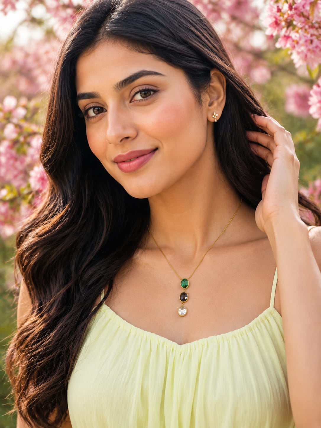 Woman wearing Vardaan necklace