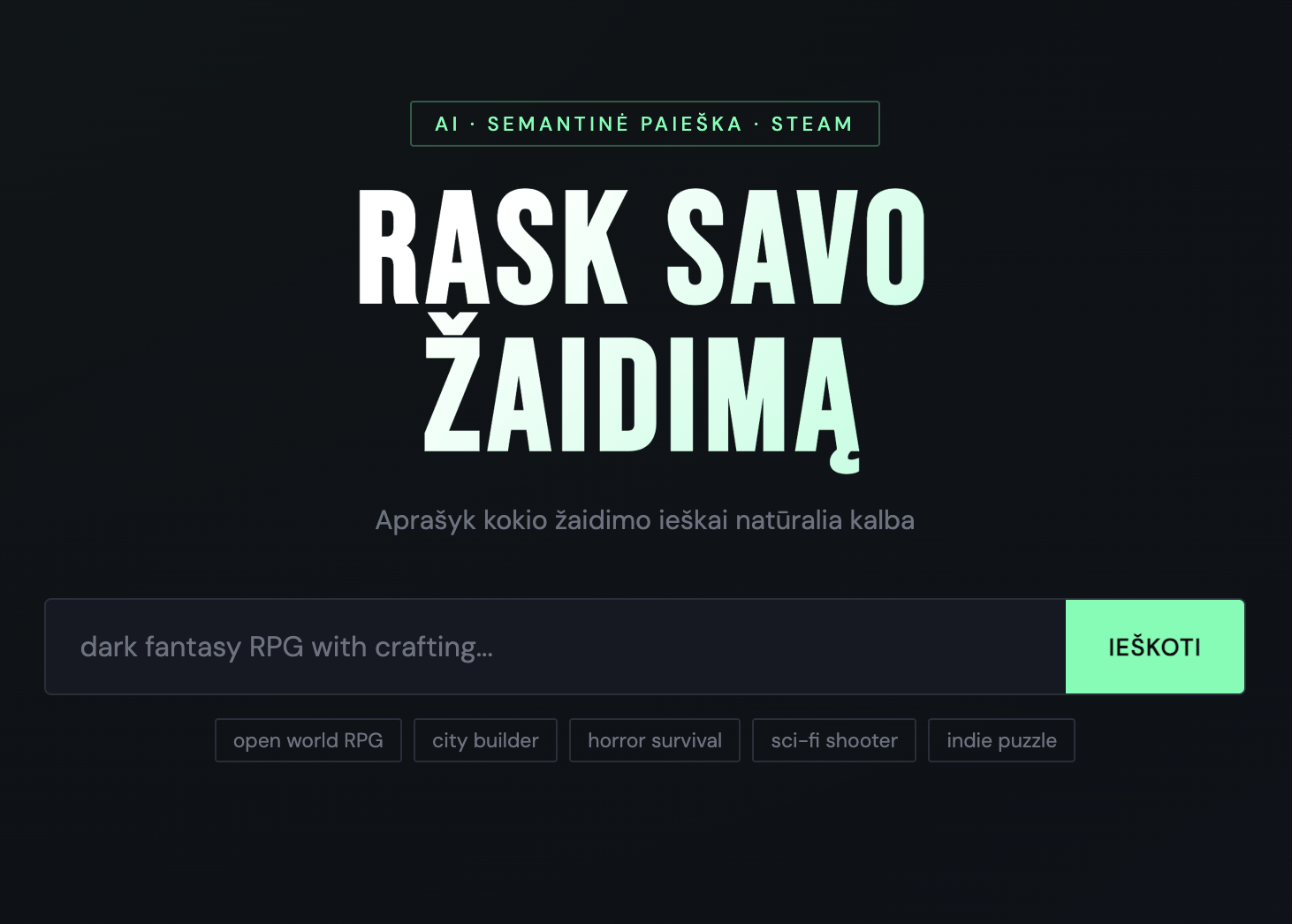 Steam žaidimų rekomenduotojas