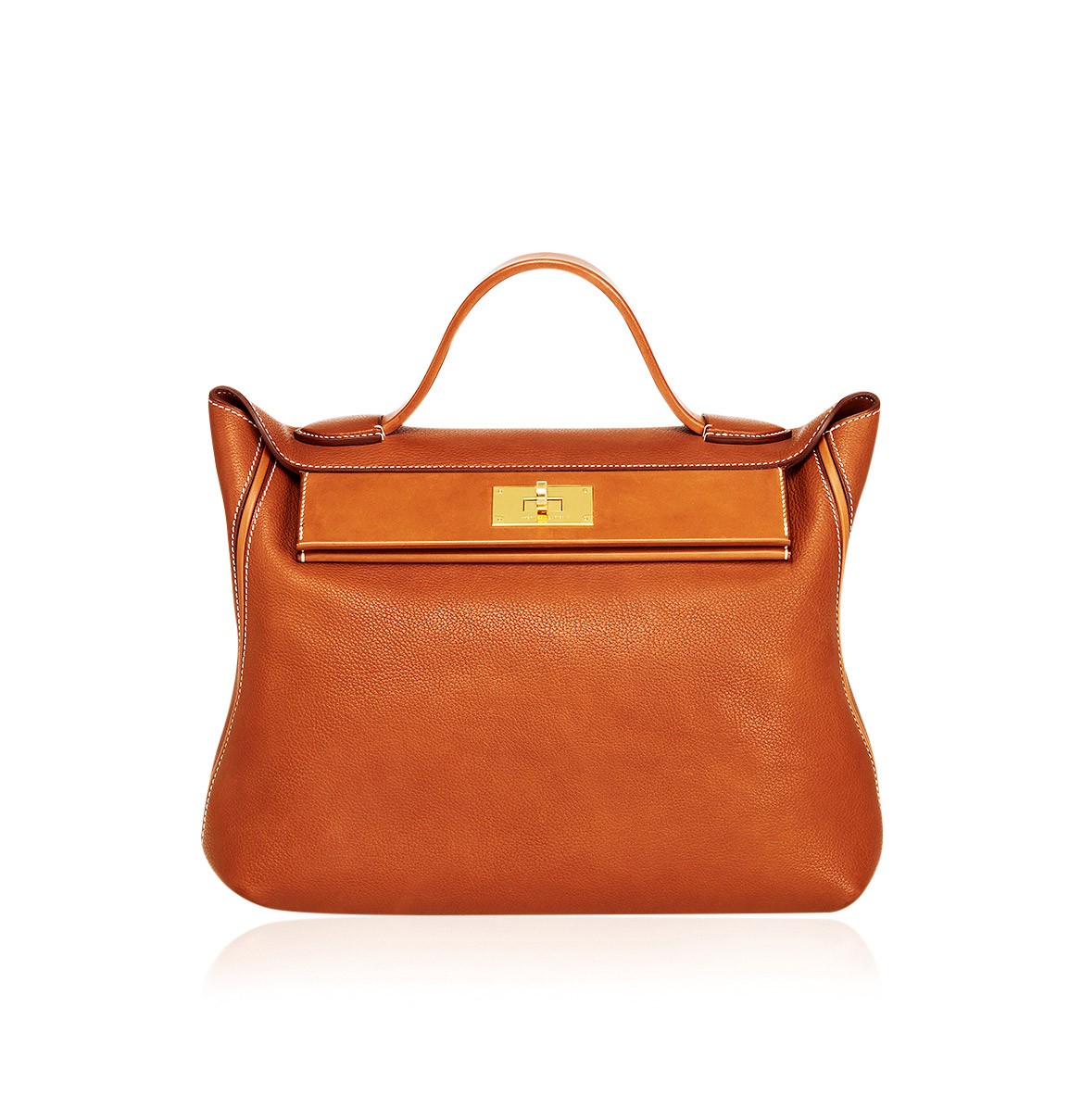 A 24/24 in gold Barenia — smooth, waxy and luminous on the collector's shelf.