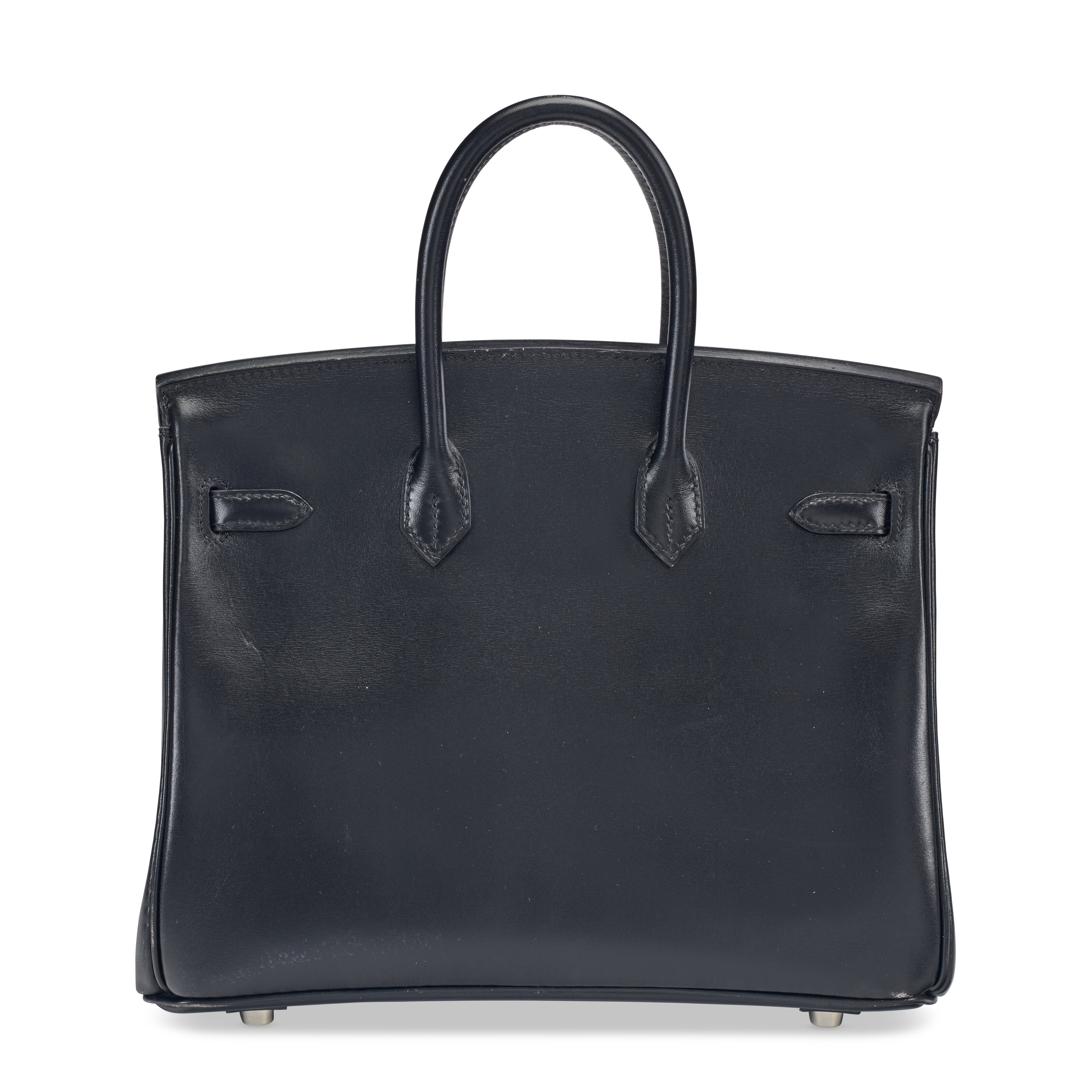 A 2004 Birkin 25 in Box calf — smooth, glossy and pristine, with palladium hardware.
