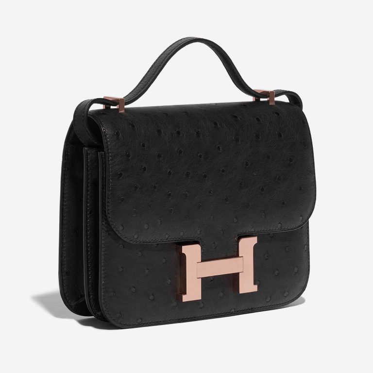 Black ostrich Constance 18 with rose gold hardware (SACLÀB): the everyday exotic.