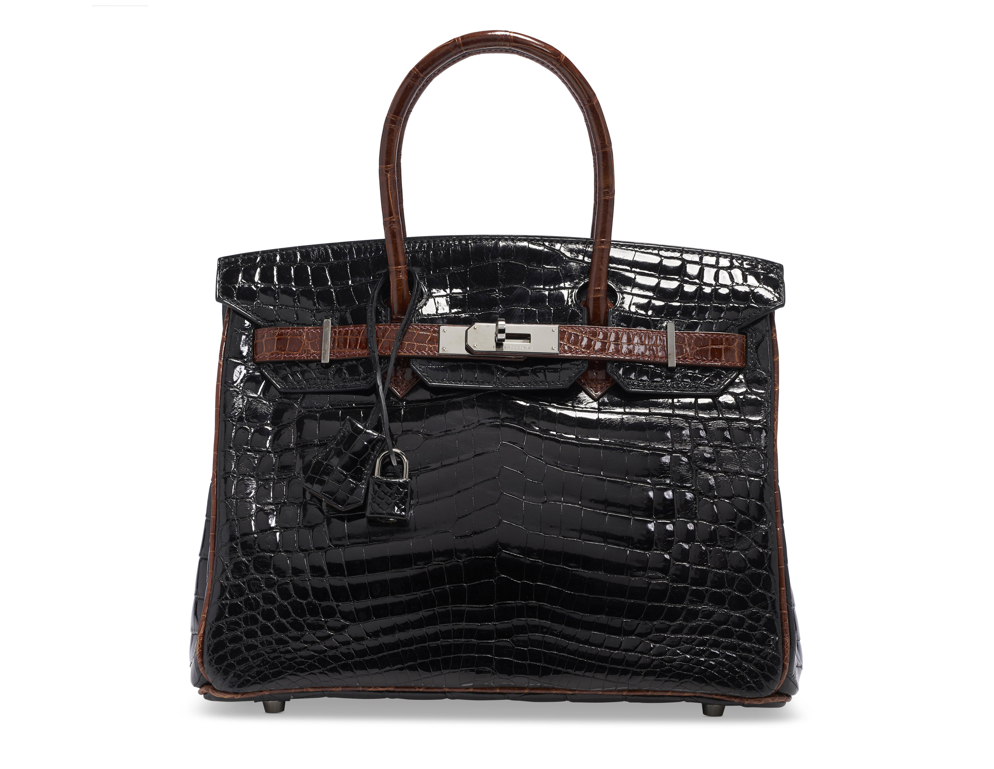 A limited-edition shiny Black and Miel Niloticus crocodile Birkin 30 with ruthenium hardware, 2006 — Christie's.