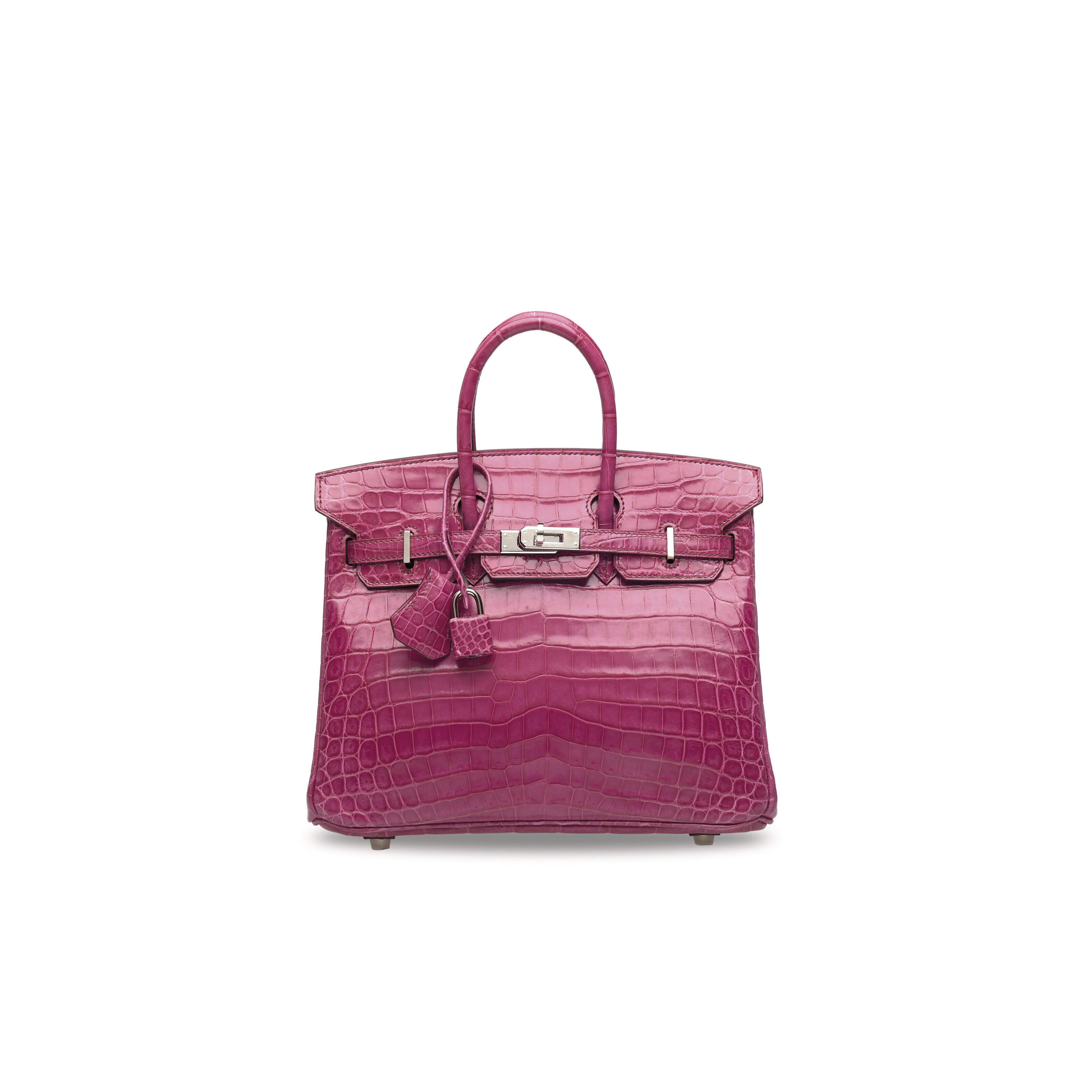A shiny Fuchsia Niloticus crocodile Birkin 25 with palladium hardware, 2008 — Christie's.