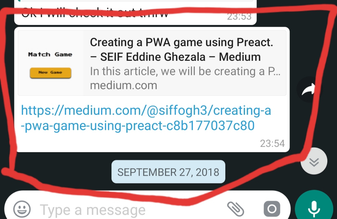 first whatsapp screenshot