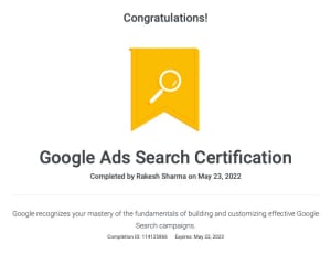 google-ads-search-certification-rakesh-sharma