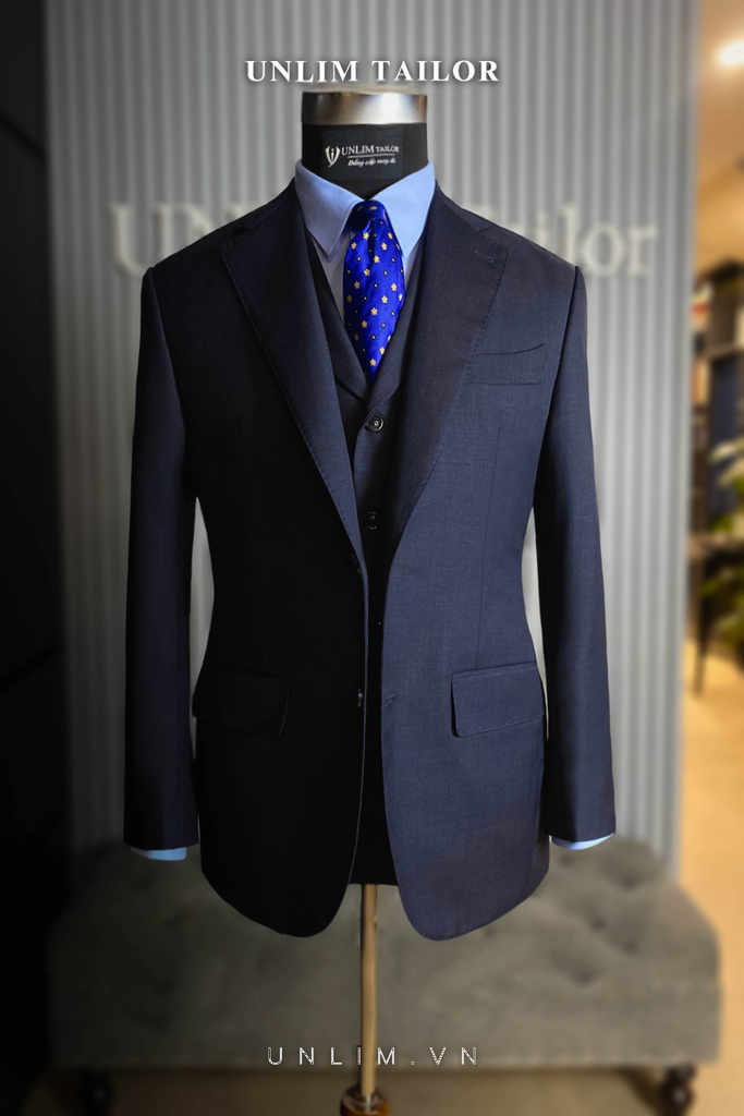 Suit Xanh Tối Cổ Điển Vân Chìm