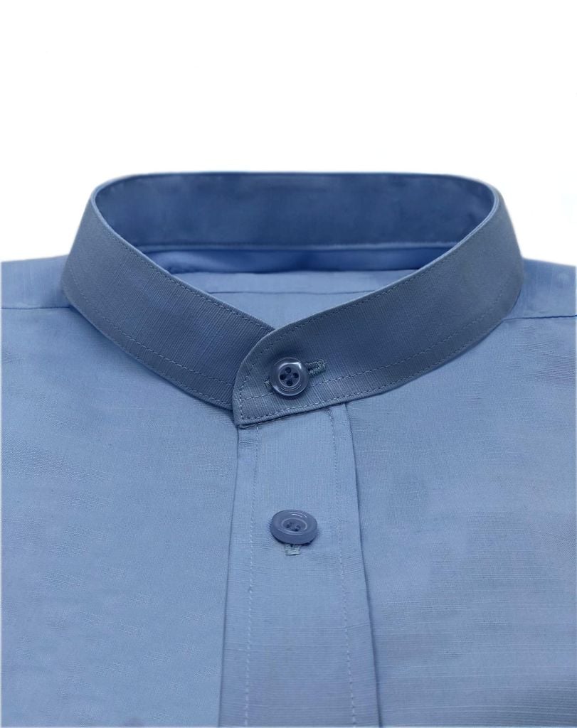 Sơ Mi Nam Cổ Tàu Xanh Navy - detail images