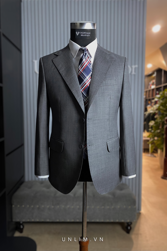 Suit Cổ K Hai Cúc Ghi Xước