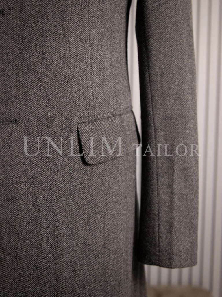 Măng Tô Dạ Xám Nâu Hoạ Tiết Xương Cá - detail images