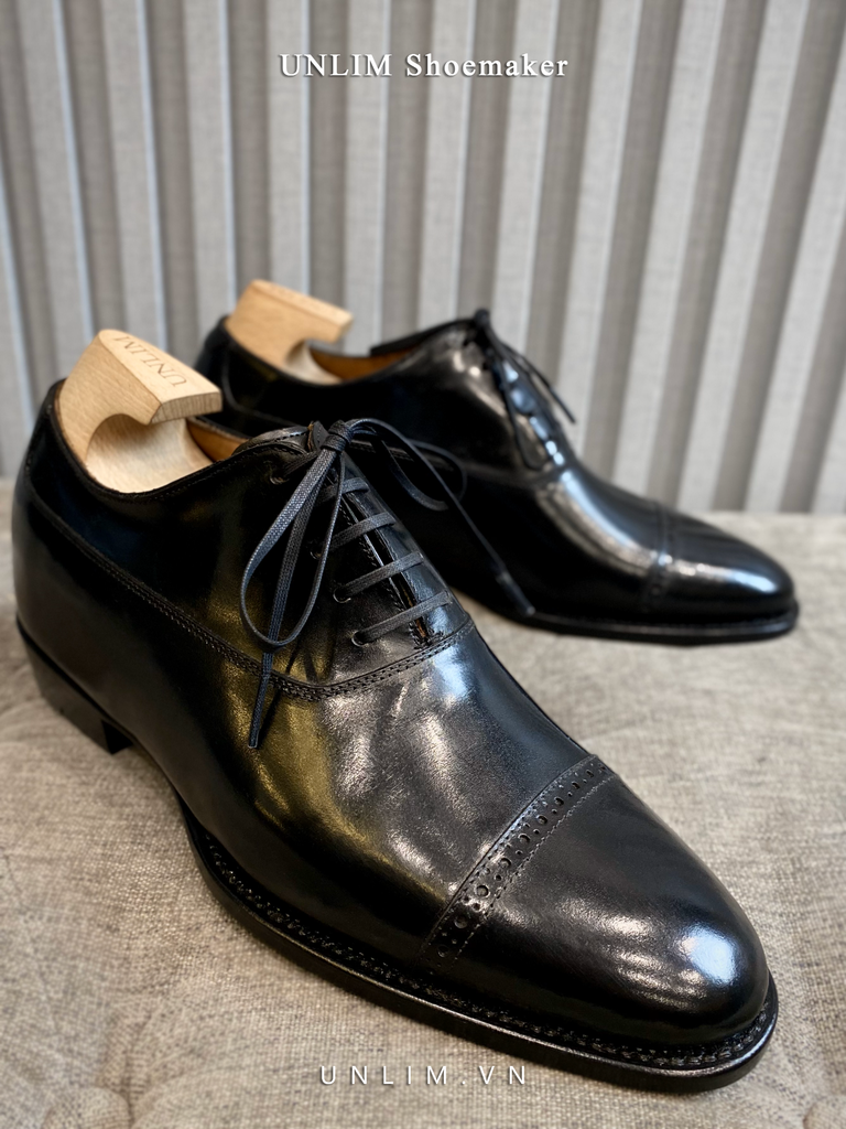 Giày Oxford Đen Đế Xanh