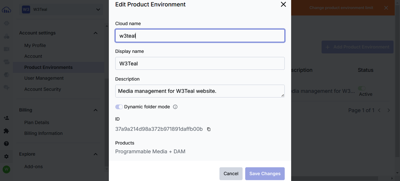 Changing the Environment (Cloud) name