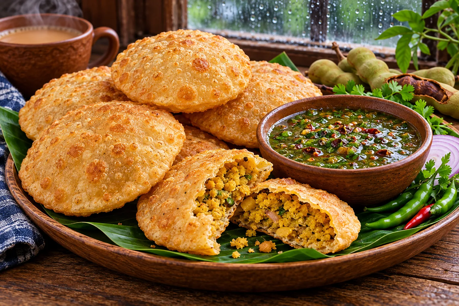 বৃষ্টির দিনের মুচমুচে ডাল পুরি ও কাঁচা তেঁতুলের চাটনি